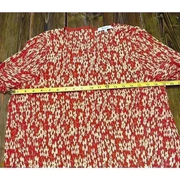 Madewell Sz Medium Crinkled Button Back Tie Front Floral Blouse Top - Picture 6 of 8